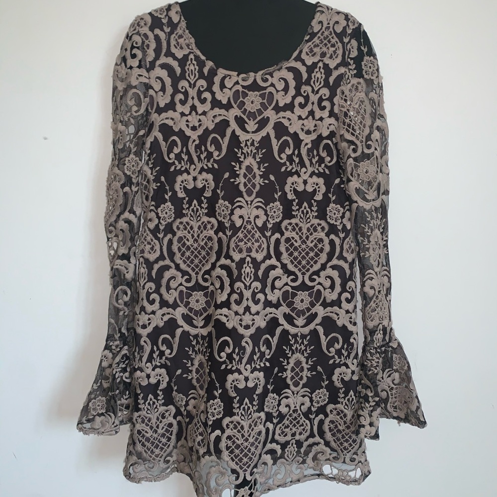 Lenin the Label long sleeve mini lace dress
